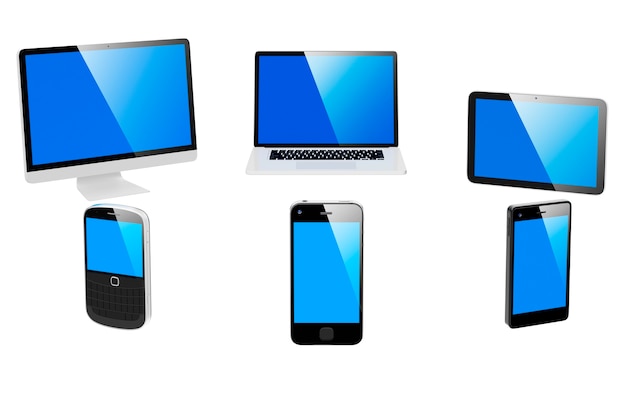 Three dimensional image of digital devices Free Psd