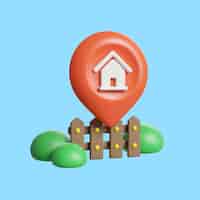 PSD gratuito mock-up di icone immobiliari tridimensionali