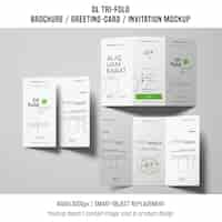 Free PSD three trifold brochure or invitation mockups