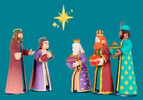Free PSD three wise men holding presents