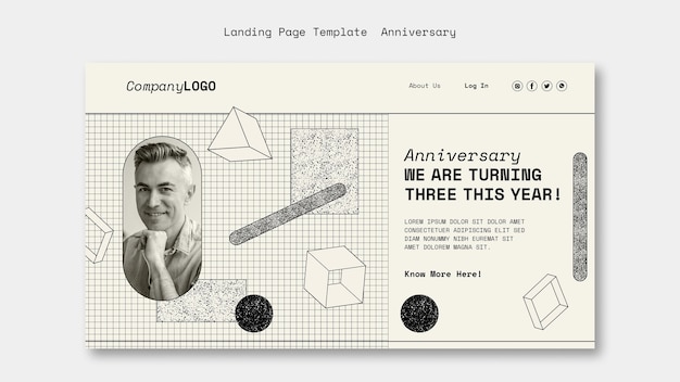 Three-year anniversary for business landing page template