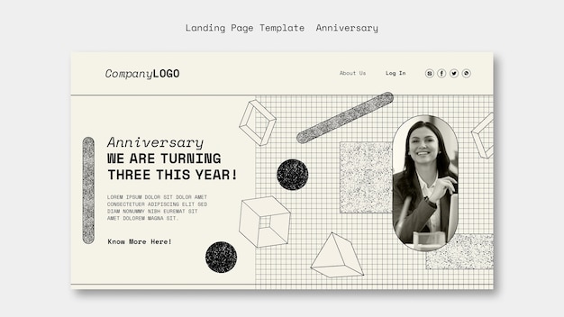 Free PSD three-year anniversary for business landing page template