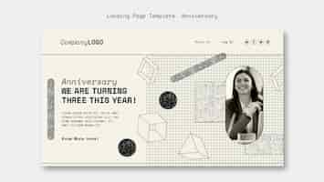 Free PSD three-year anniversary for business landing page template