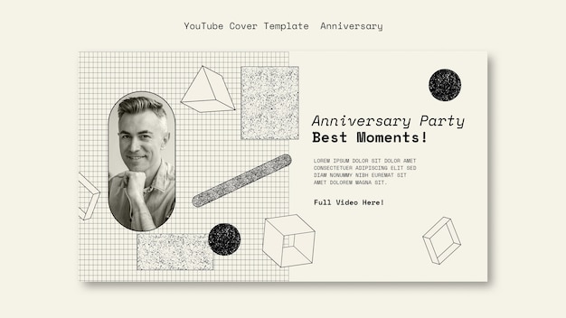 PSD gratuito modello di copertina di youtube per l'anniversario di tre anni per le imprese