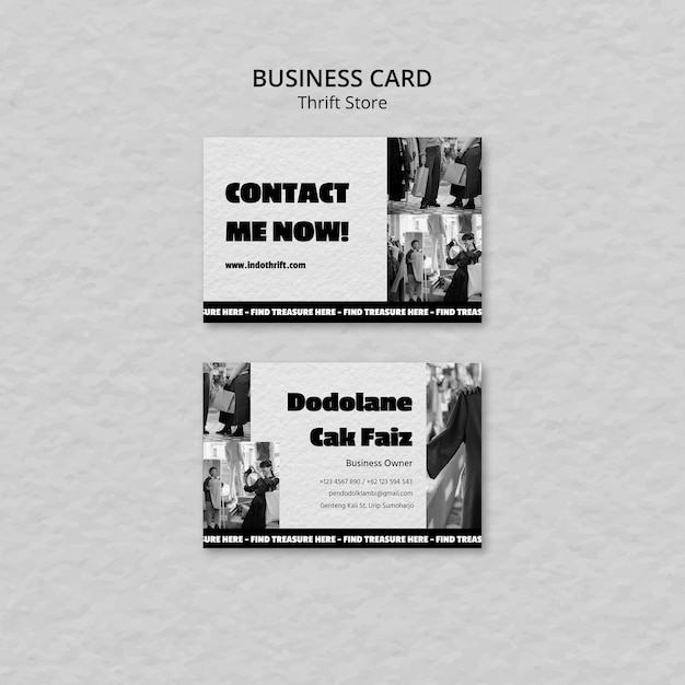 Free PSD thrift store concept business card template