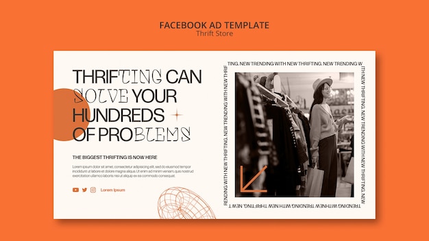 PSD gratuito modello di facebook del concetto di negozio dell'usato