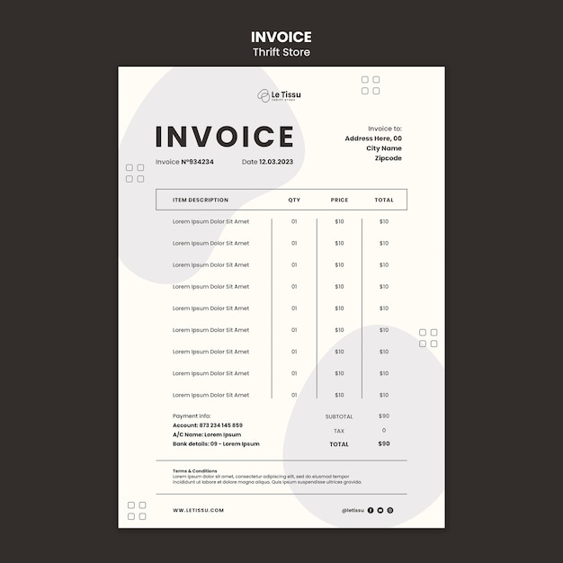 thrift store concept invoice template
