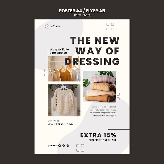 Free PSD thrift store concept poster template