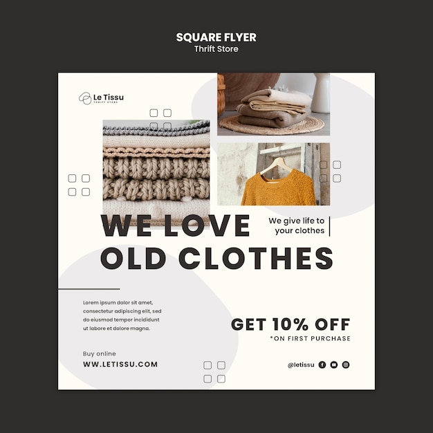 Free PSD thrift store concept square flyer template