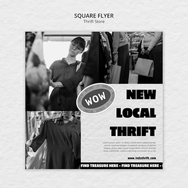 Thrift store concept square flyer template