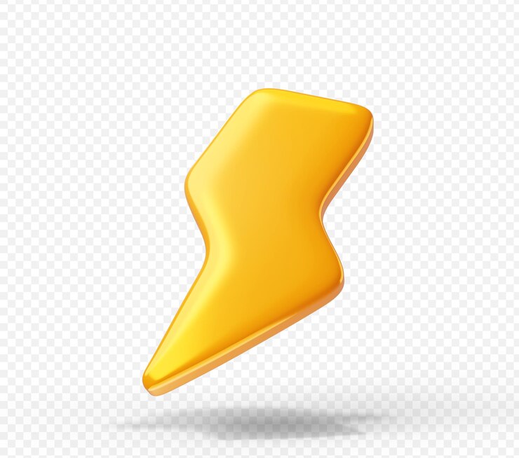 Free PSD thunder lightning bolt power charge sign icon 3d illustration