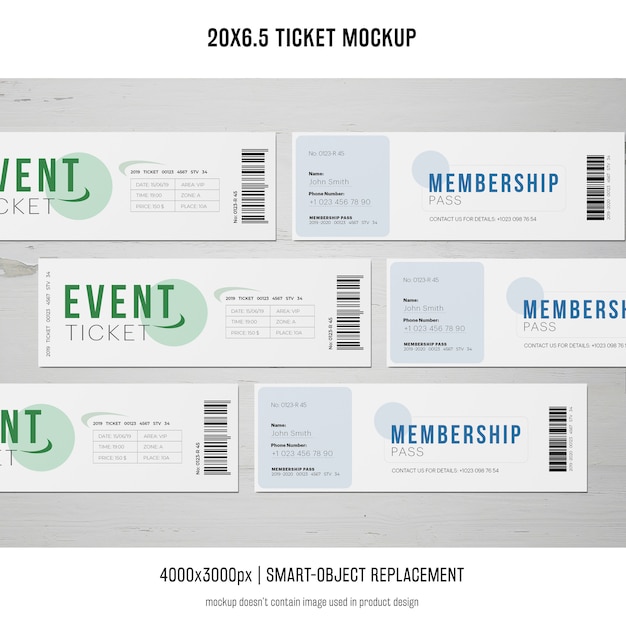 PSD gratuito ticket mockup