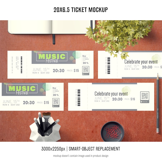 PSD gratuito ticket mockup