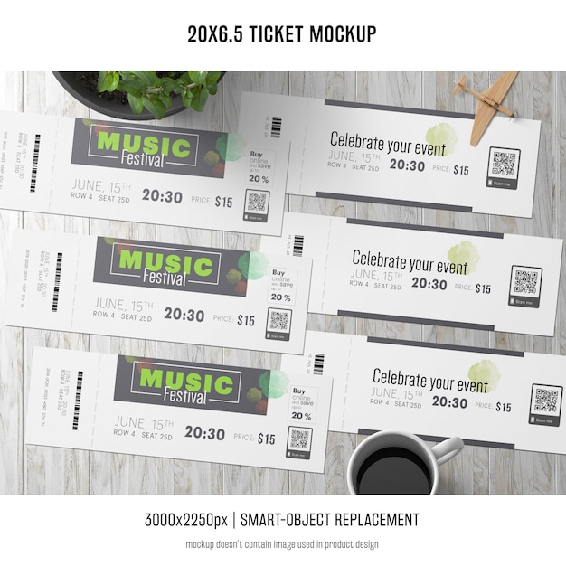 PSD gratuito ticket mockup