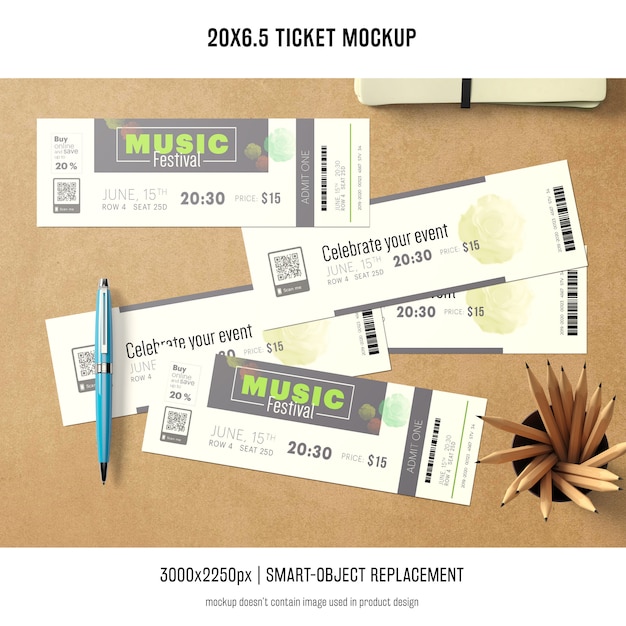 PSD gratuito ticket mockup