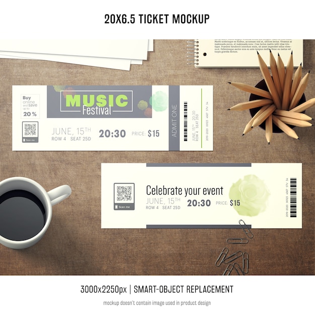 PSD gratuito ticket mockup