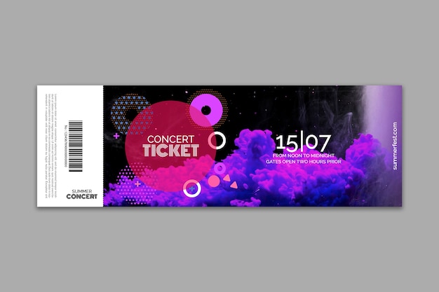 Free PSD ticket template for summer festival