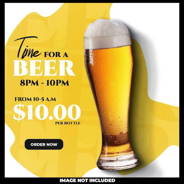 Free PSD time for a beer social media post design template