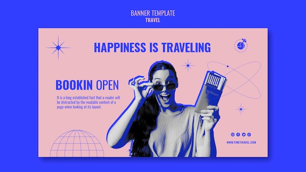 PSD gratuito time tot travel banner orizzontale modello