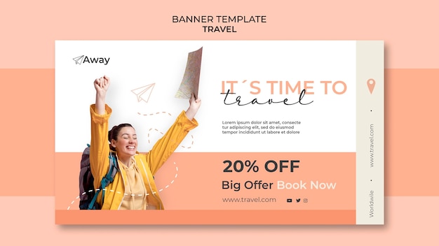 Free PSD time to travel banner template