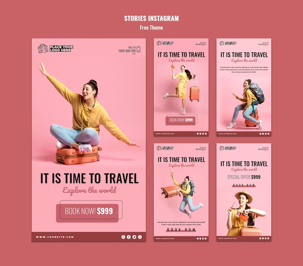 Free PSD time to travel stories template