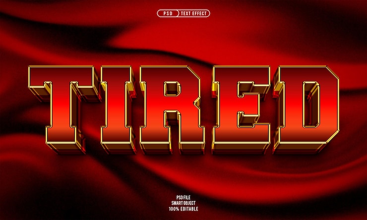 Free PSD tired 3d editable text effect