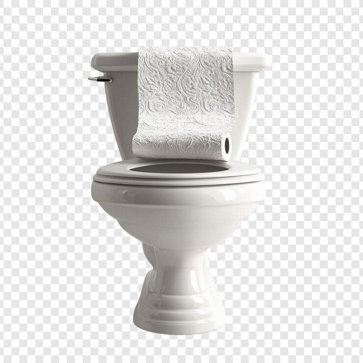 Free PSD toilet paper roll on a white toilet bowl