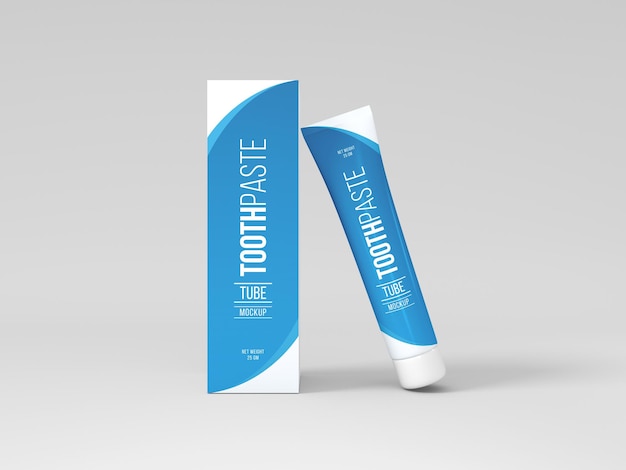 Toothpaste tube with box mockup