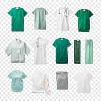 Free PSD top down view of medical clothing isolated on transparent background
