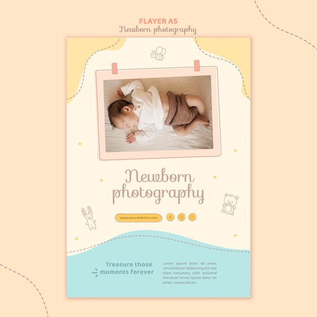 Free PSD top view baby sleeping flyer stationery template