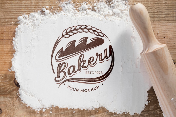  Top view bakery flower with mock-up Premium Psd