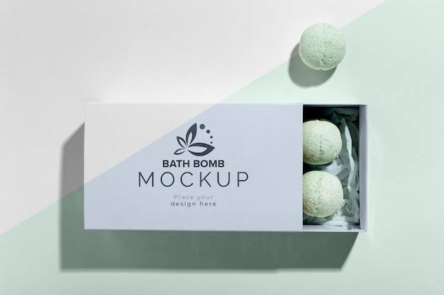 Top view bath bombs in box mock-up Free Psd
