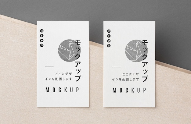 Top view business card mock-up composition