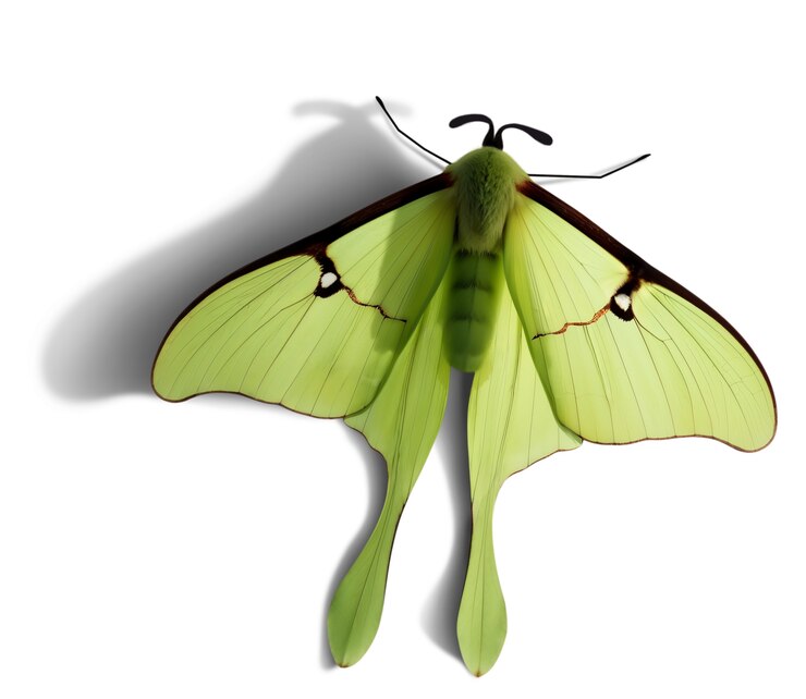 Free PSD top view over butterfly isolated
