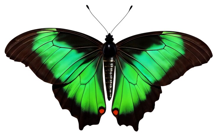 Free PSD top view over butterfly isolated