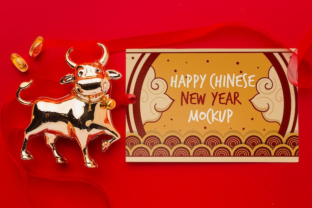 Top view of chinese new year mock-up