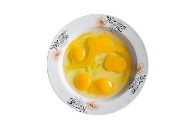 Top view on delicious cooked egg isolated