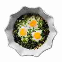 Free PSD top view on delicious cooked egg isolated