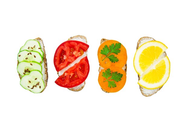 Top view on delicious sandwiches