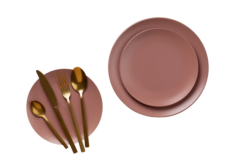 Free PSD top view of dining table without food