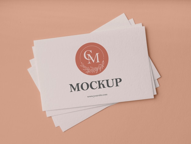 Top view elegant business cards mockup