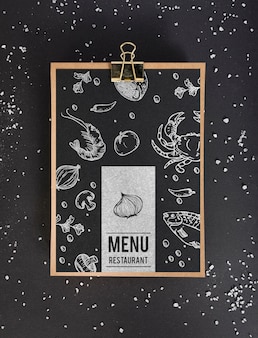 Top view of food menu concept mock-up