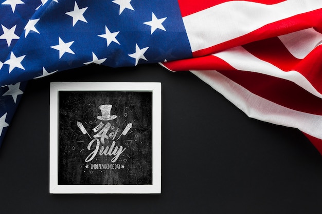 Top view independence day with mock-up Free Psd