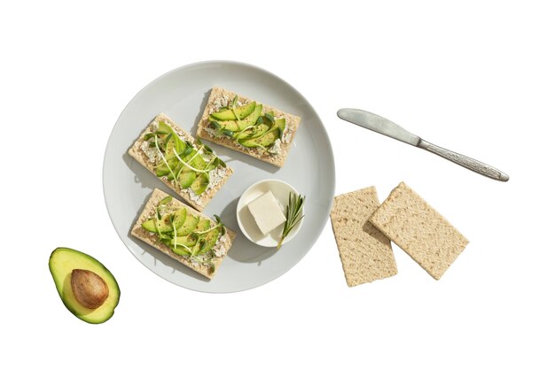 Top view keto diet dish still life