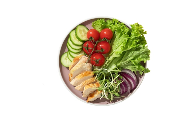 Top view keto diet dish still life