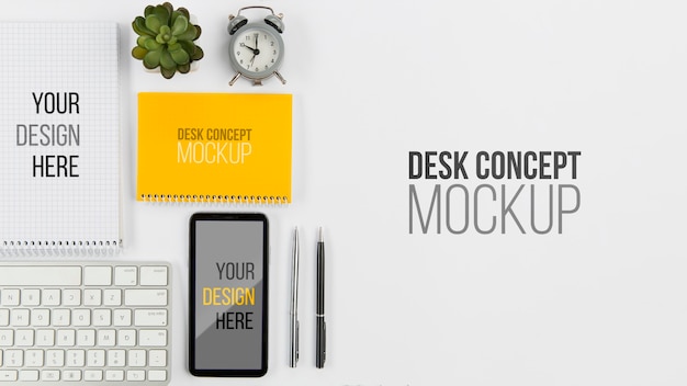 Download Free Psd Top View Mobile Phone And Keyboard With Mock Up
