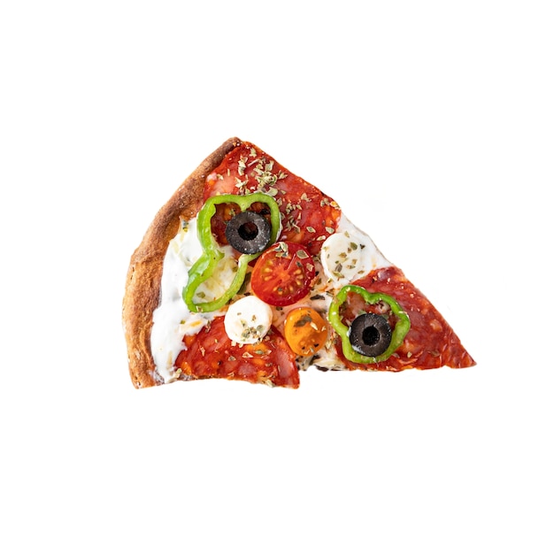 Top view over pizza isolated