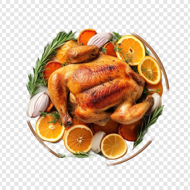 Free PSD | Top view of roasted chicken oranges and vegetables isolated ...