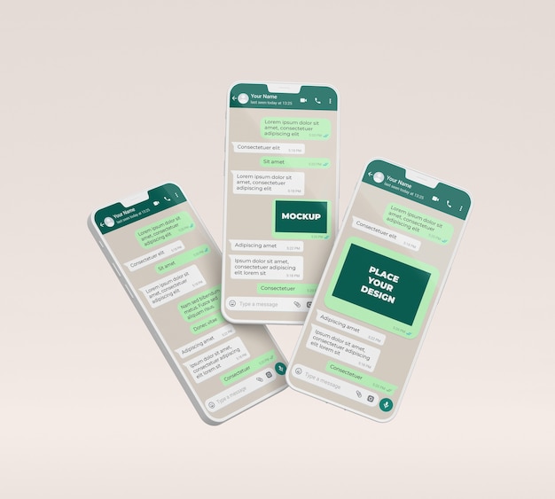 Top view smartphone chat mockup