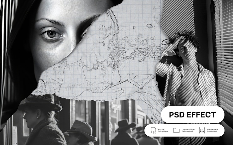 Free PSD torn paper photo effect